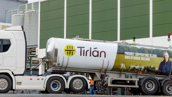 Tirlan truck with logo in factory car park