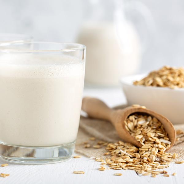 image of a glass of oat milk
