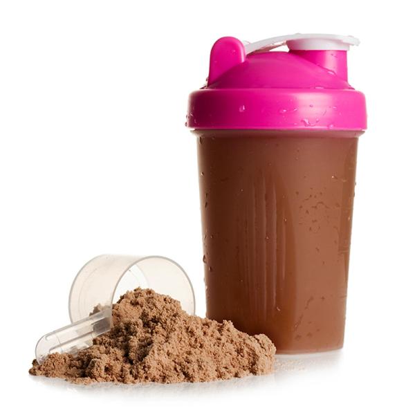 image of a protein shaker and powder