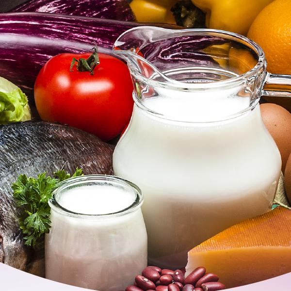 image of frui, veg and dairy products to boost immune health