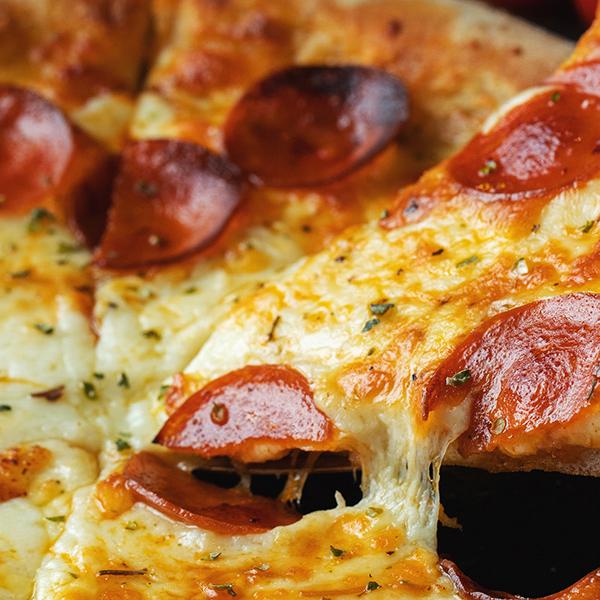 Tasty cheese and pepperoni pizza
