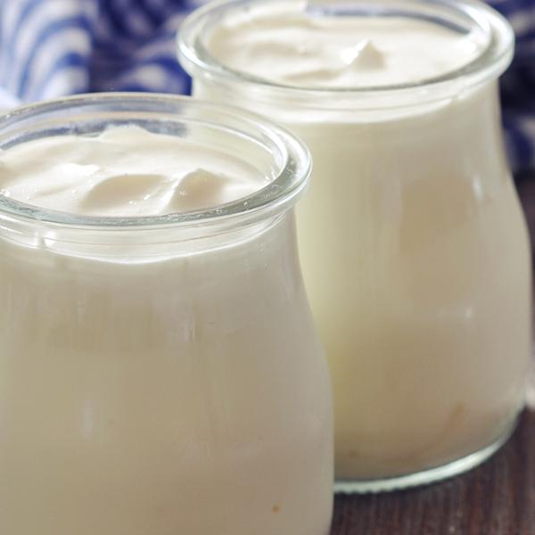 two pots of yoghurt
