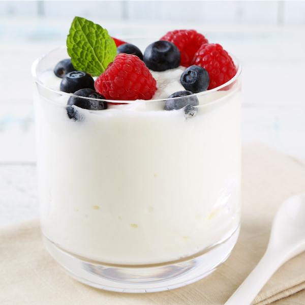image of yoghurt in a glass with fruit