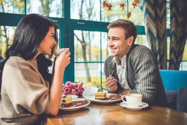 image of a couple chatting over coffee