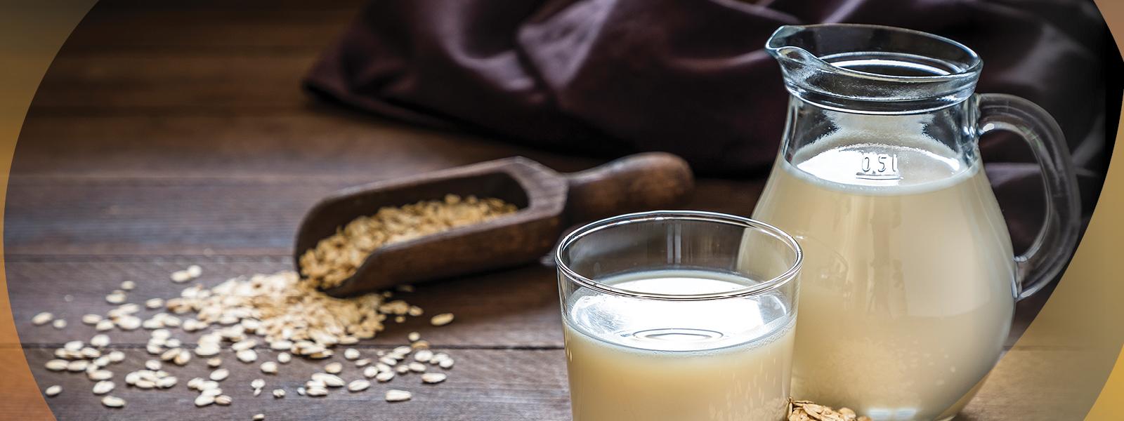 image of oat milk and oats