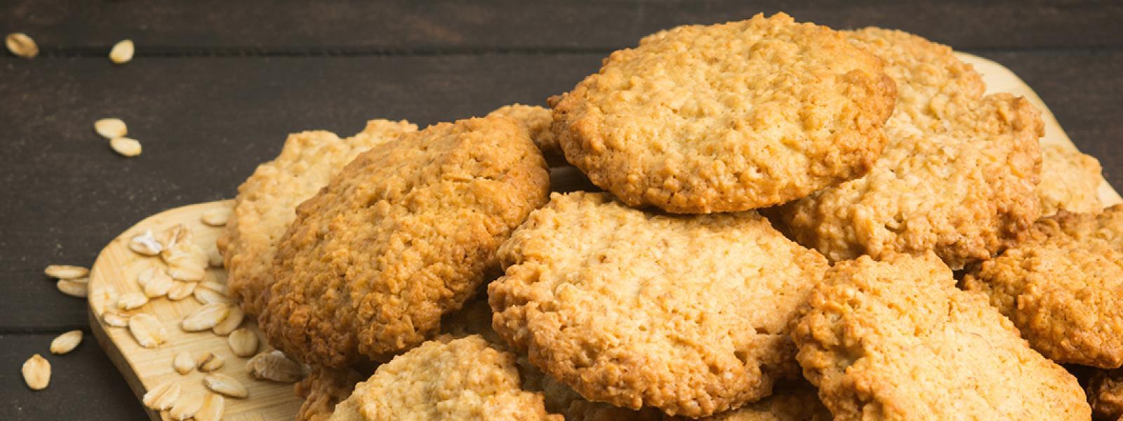 oat biscuits on tray banner