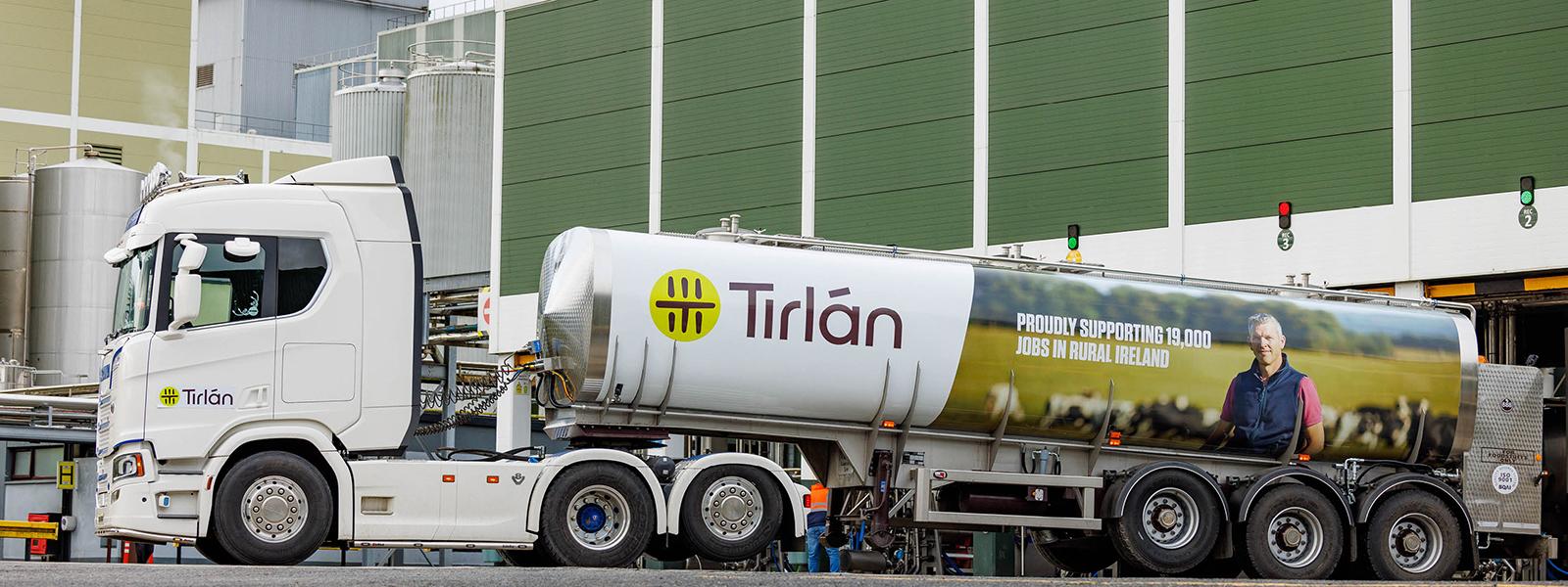 Tirlan truck with logo in factory car park